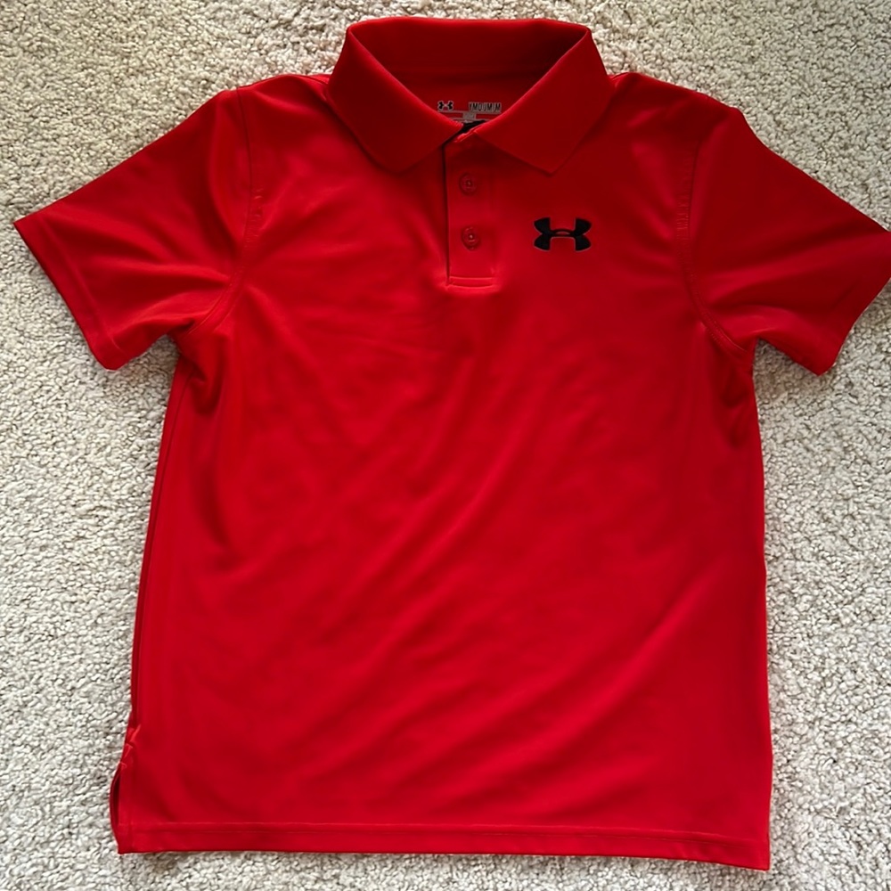 Under Armour Red golf polo shirt, youth medium